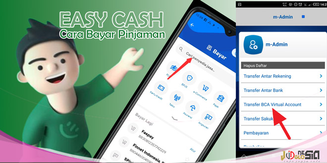 cara bayar easy cash mandiri - BCA - BRI